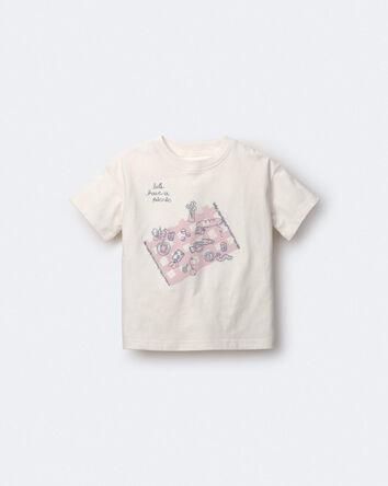 Toddler Girl 'Let's Have A Picnic' Relaxed Graphic Tee - Cream, 