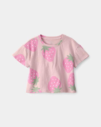 Baby Girl Strawberry Relaxed Top - Pink, 