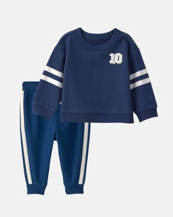 Baby Boy 2-Piece French Terry Pullover & Pant Set - Navy Blue, 
