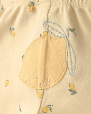 Baby Girl 3-Piece Lemon Bodysuits & Pant Set - Yellow/White, 