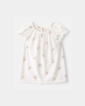 Toddler Girl Strawberry Top - White, 
