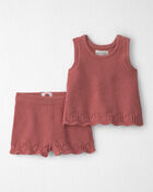 Baby Girl 2-Piece Organic Cotton Knit Top & Short Set, image 1 of 6 slides