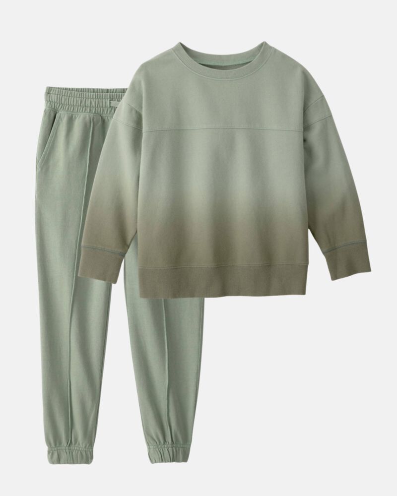 Boys 2-Piece Ombre French Terry Pullover & Pant Set - Green, image 1 of 6 slides