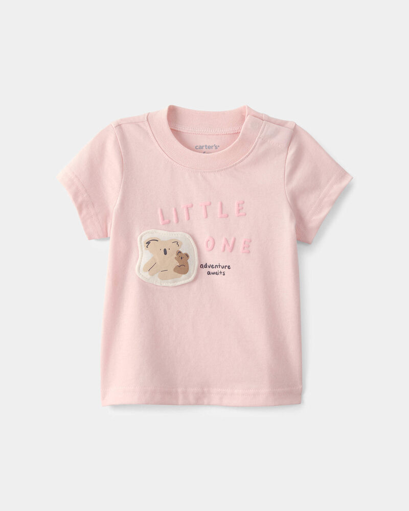 Baby Girl 2-Piece 'Little One' Koala Graphic Tee & Pant Set - Pink, image 2 of 7 slides