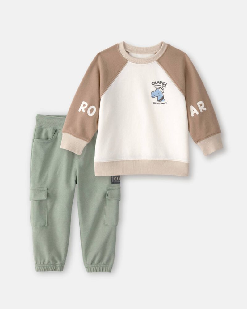 Baby Boy 2-Piece Dinosaur French Terry Pullover Sweatshirt & Cargo Joggers Set, image 1 of 7 slides