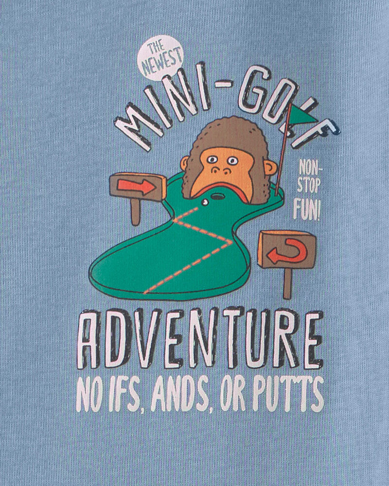Boys Mini Golf 100% Cotton Short-Sleeve Snug Fit 4-Piece Pajama Set - Green/Blue, image 2 of 5 slides