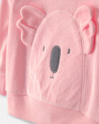 Baby Girl 2-Piece Koala Terry Pullover Sweatshirt & Pant Set - Pink, image 3 of 7 slides
