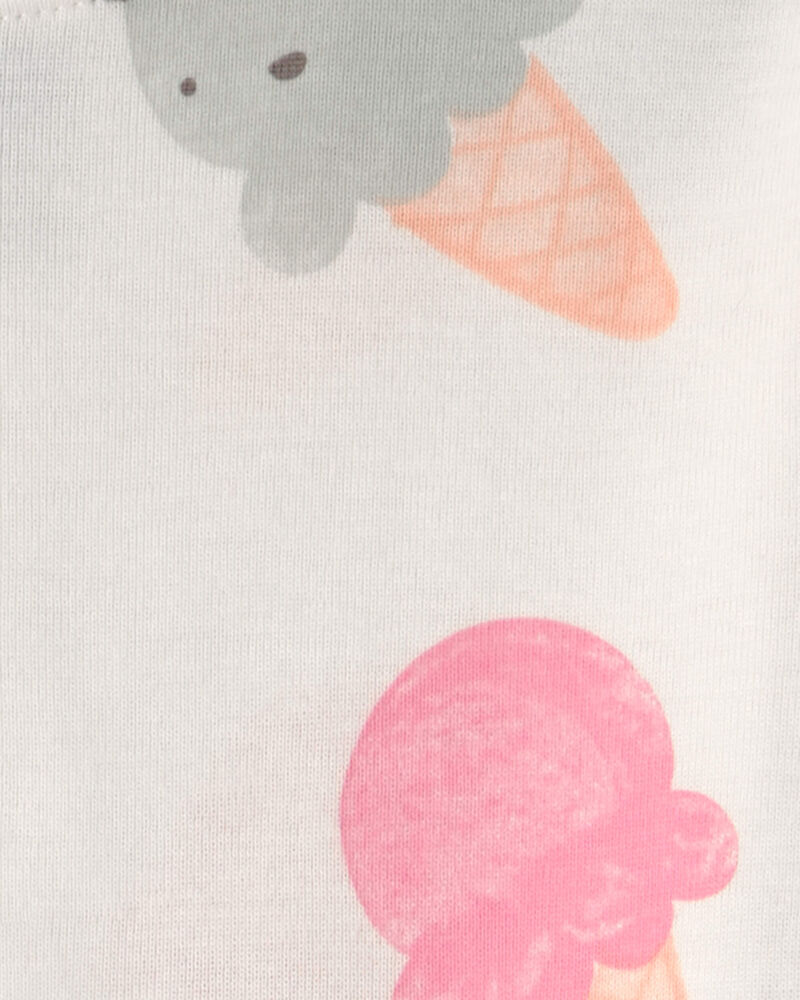 Baby Girl Ice Cream 100% Cotton Short-Sleeve Snug Fit 4-Piece Pajama Set - Pink/Ivory, image 3 of 5 slides