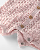 Baby Girl Organic Cotton Sweater Knit Romper, image 2 of 4 slides