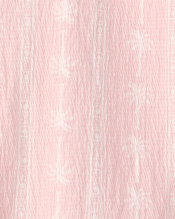 Girls Palm Tree Crinkle Top - Pink, 