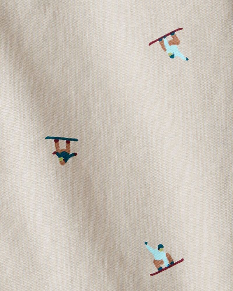 Boys Snowboarding Button-Down Shirt - Khaki, image 2 of 3 slides