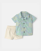 Baby Boy 2-Piece Coral Top & Short Set - Blue/Ivory, image 1 of 3 slides