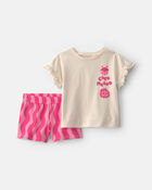 Toddler Girl 2-Piece CoComelon Short-Sleeve Top & Short Set - Pink/Ivory, image 1 of 5 slides