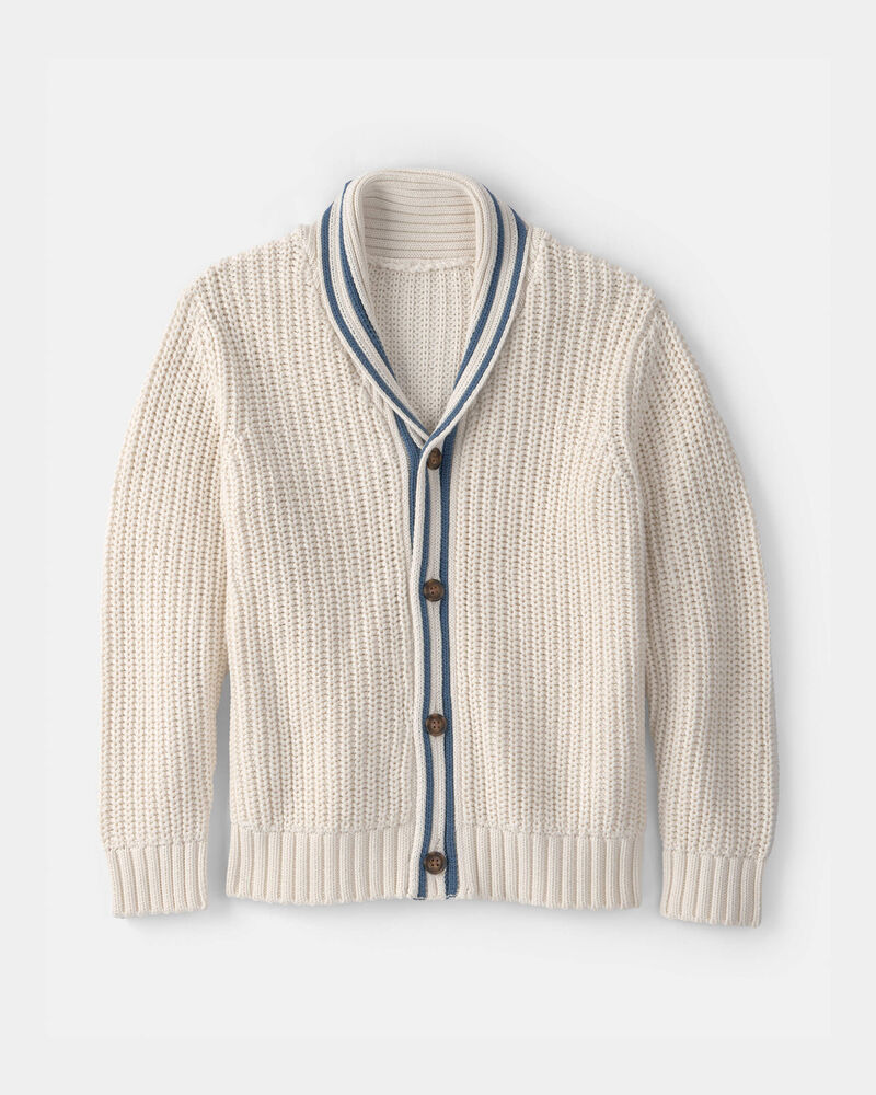 Boys Striped Cardigan Sweater - Cream, image 1 of 5 slides