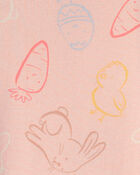 Toddler Girl Easter Bunny 100% Cotton Snug Fit 2-Piece Pajama Set - Pink, image 3 of 5 slides