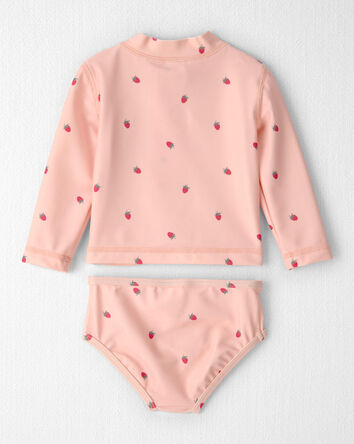 Baby Girl 2-Piece Recycled Rashguard Swimsuit Set in Strawberry Print, 