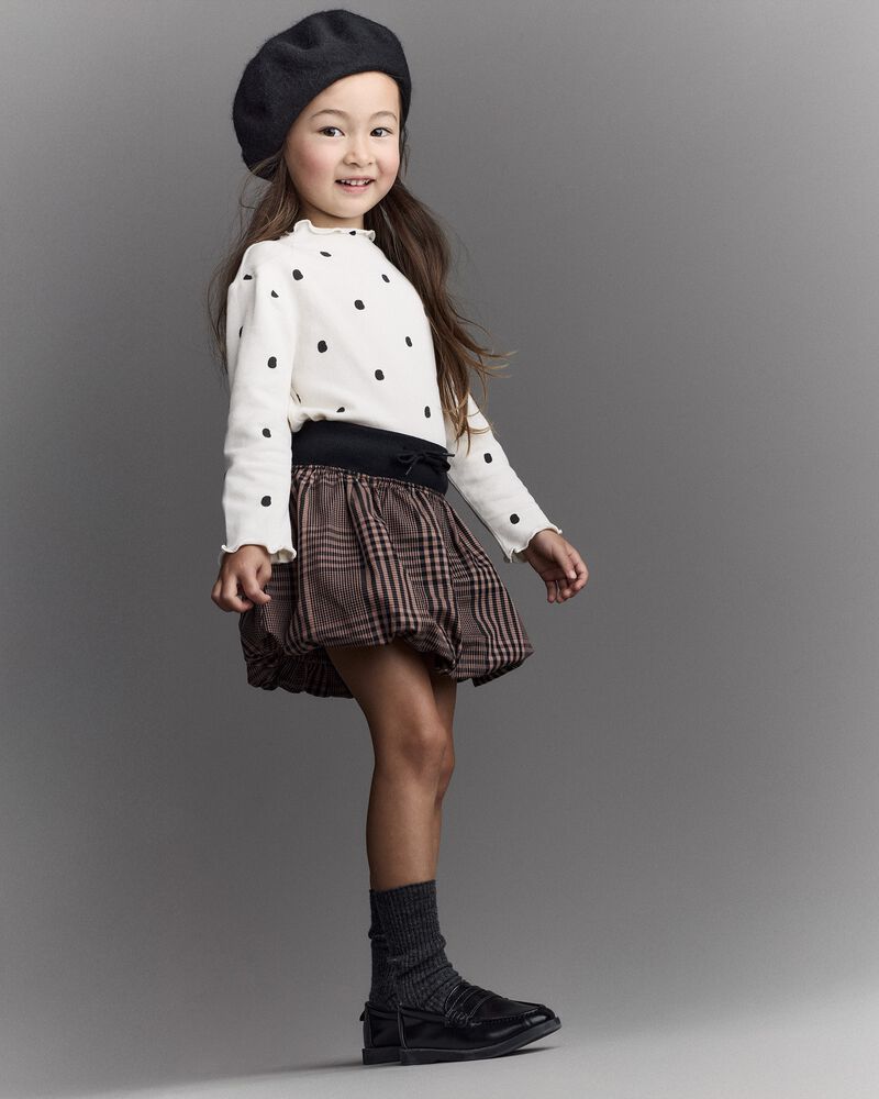 Toddler Girl Polka Dot Mock Neck Long-Sleeve Top - Ivory, image 3 of 6 slides