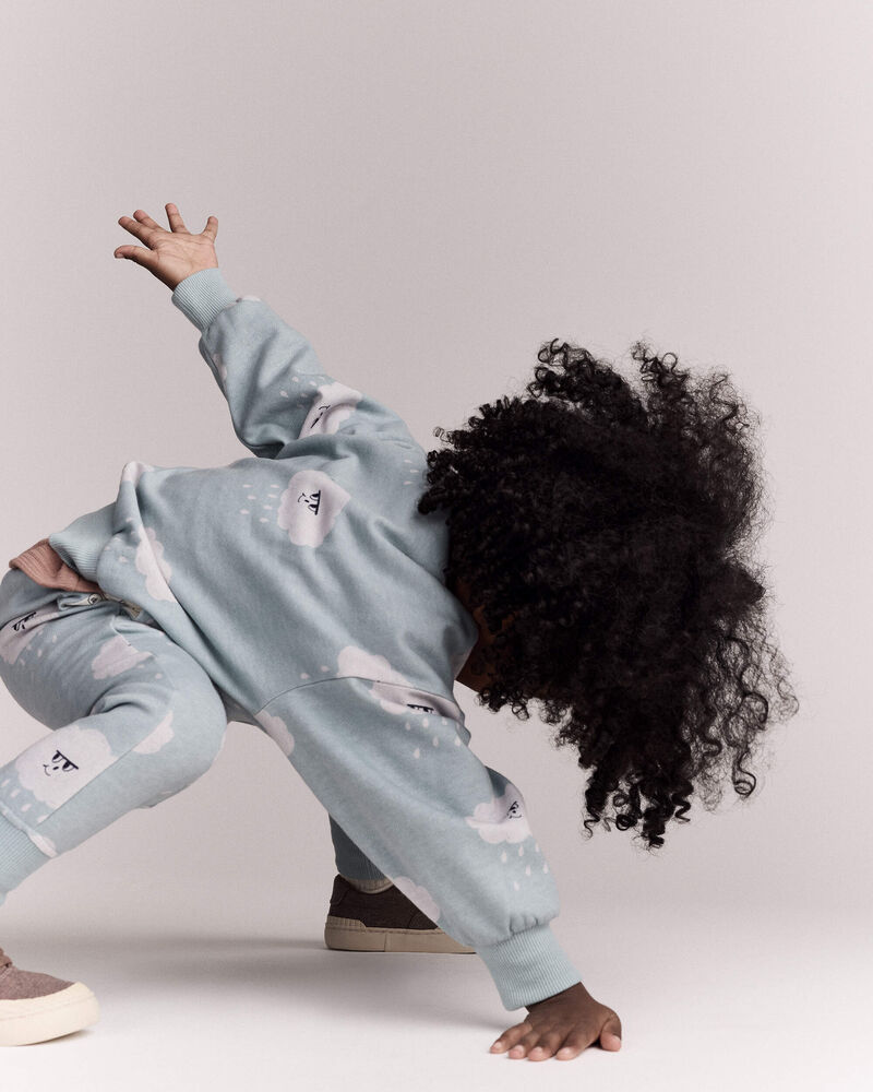 Toddler Wide-Arm Sweatshirt in Rain Cloud Print - Pale Blue, image 4 of 6 slides