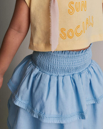 Toddler Girl Smocked Tiered Skirt - Blue, 
