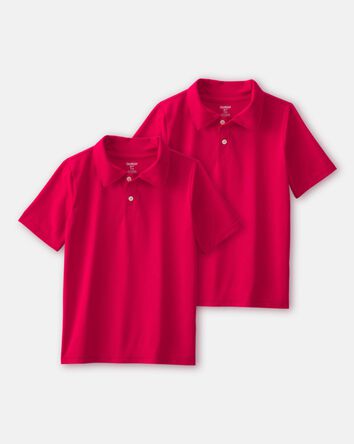 Boys 2-Pack Uniform Active Polo Shirts - Red, 