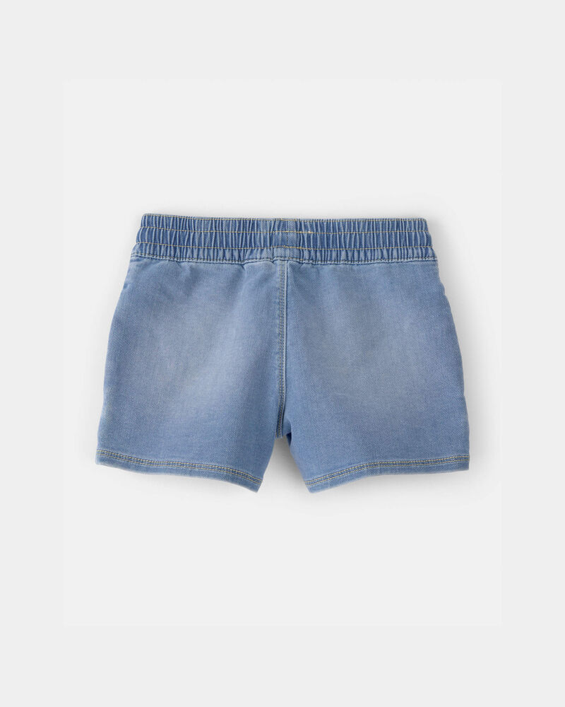 Girls Denim Drawstring Pull-On Shorts - Medium Wash, image 2 of 4 slides