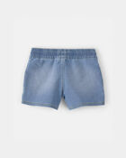 Girls Denim Drawstring Pull-On Shorts - Medium Wash, image 2 of 4 slides