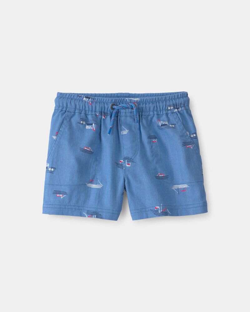 Toddler Boy Sailboat Twill Shorts - Blue, image 1 of 5 slides