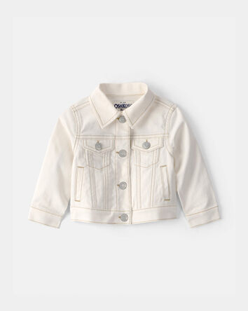 Baby Girl Twill Jacket - Ivory, 