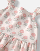 Toddler Girl Organic Cotton Tiered Dress in Rosebud Petal Print , image 3 of 5 slides