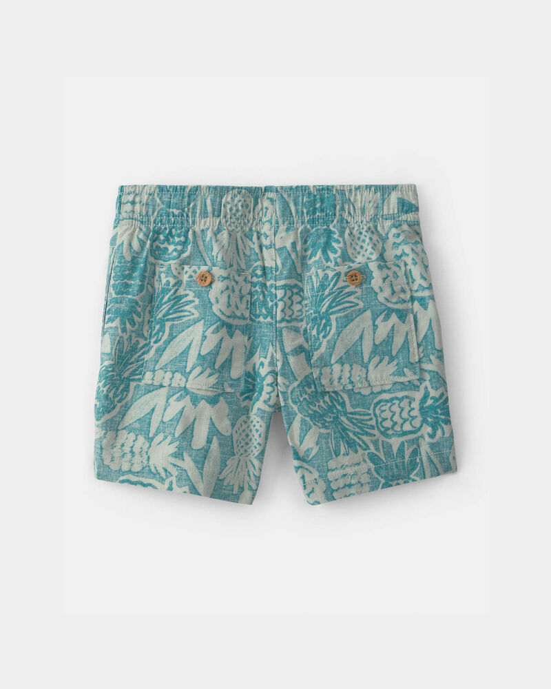 Toddler Boy Pineapple Linen Shorts - Blue, image 2 of 4 slides