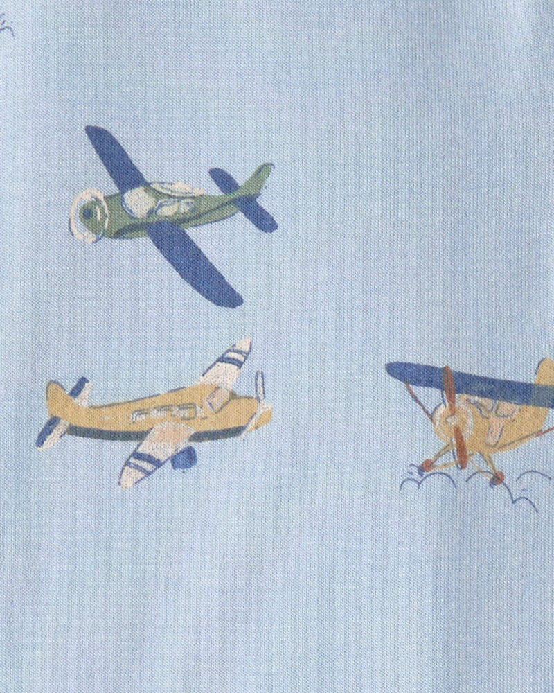 Baby Boy Plane PurelySoft 2-Way Zip 1-Piece Pajama - Blue, image 4 of 7 slides