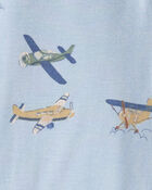 Baby Boy Plane PurelySoft 2-Way Zip 1-Piece Pajama - Blue, image 4 of 7 slides