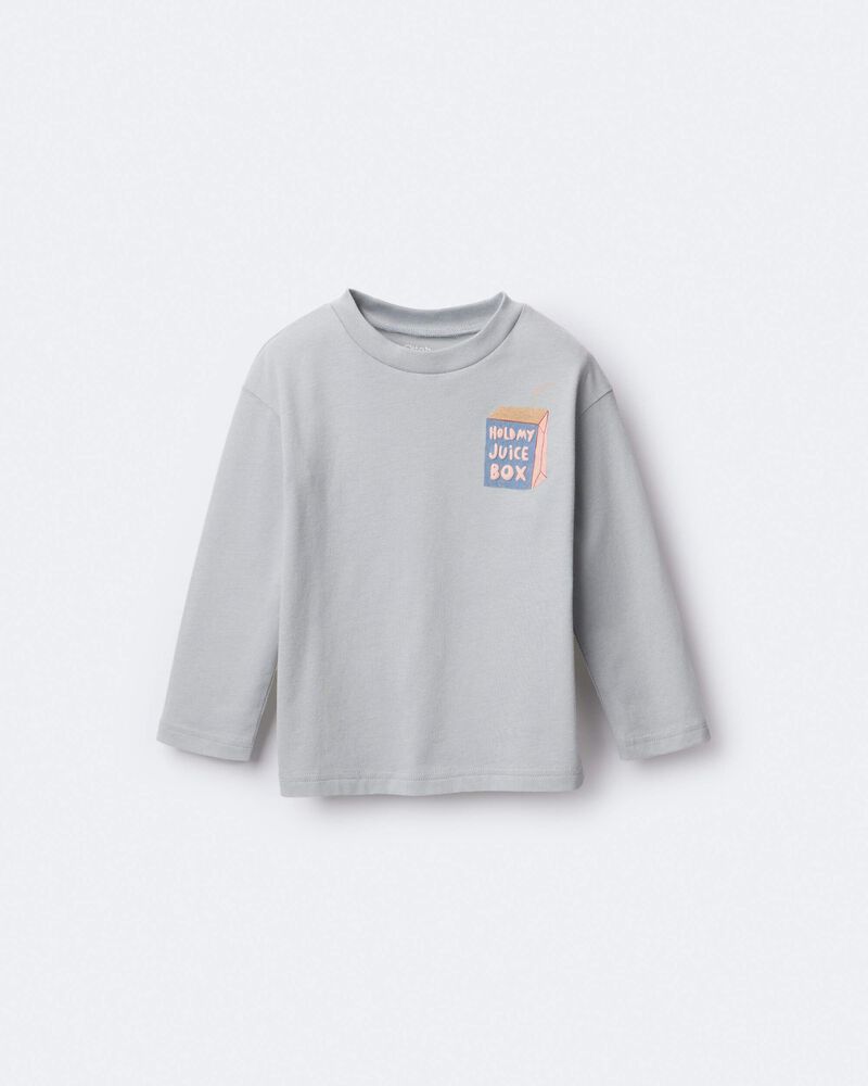 Toddler 'Hold My Juice Box' Long-Sleeve Relaxed Graphic Tee - Light Blue, image 2 of 6 slides