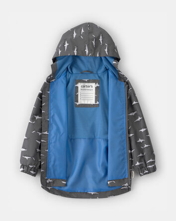 Toddler Boy Shark Raincoat - Grey, 