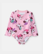 Baby Girl Disney&copy; Minnie Mouse 1-Piece Swimsuit Rashguard - Pink, image 2 of 4 slides