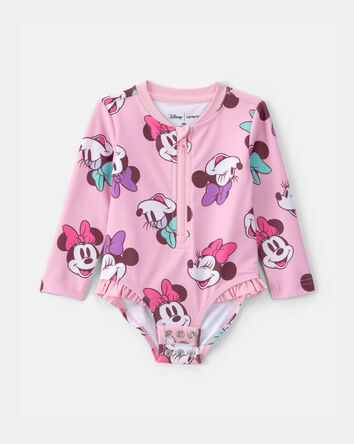 Baby Girl Disney&copy; Minnie Mouse 1-Piece Swimsuit Rashguard - Pink, 