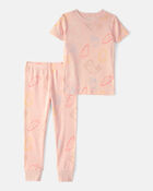 Toddler Girl Easter Bunny 100% Cotton Snug Fit 2-Piece Pajama Set - Pink, image 1 of 5 slides