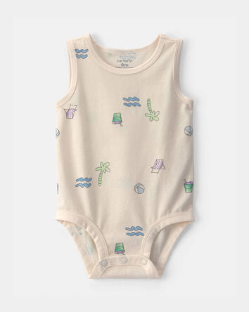 Baby Boy Beach Sleeveless Graphic Bodysuit - Ivory, 