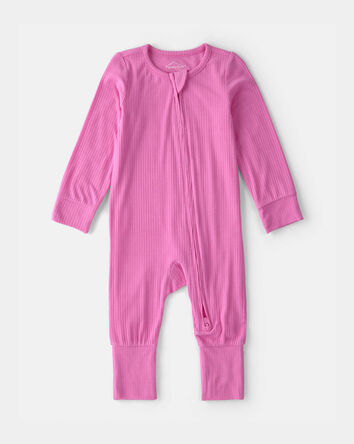 Baby Girl PurelySoft 2-Way Zip Sleep & Play Pajamas - Pink, 