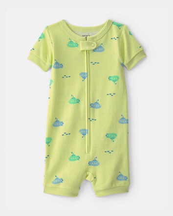 Toddler Boy Submarine 100% Cotton 1-Piece Romper Pajama - Green, 