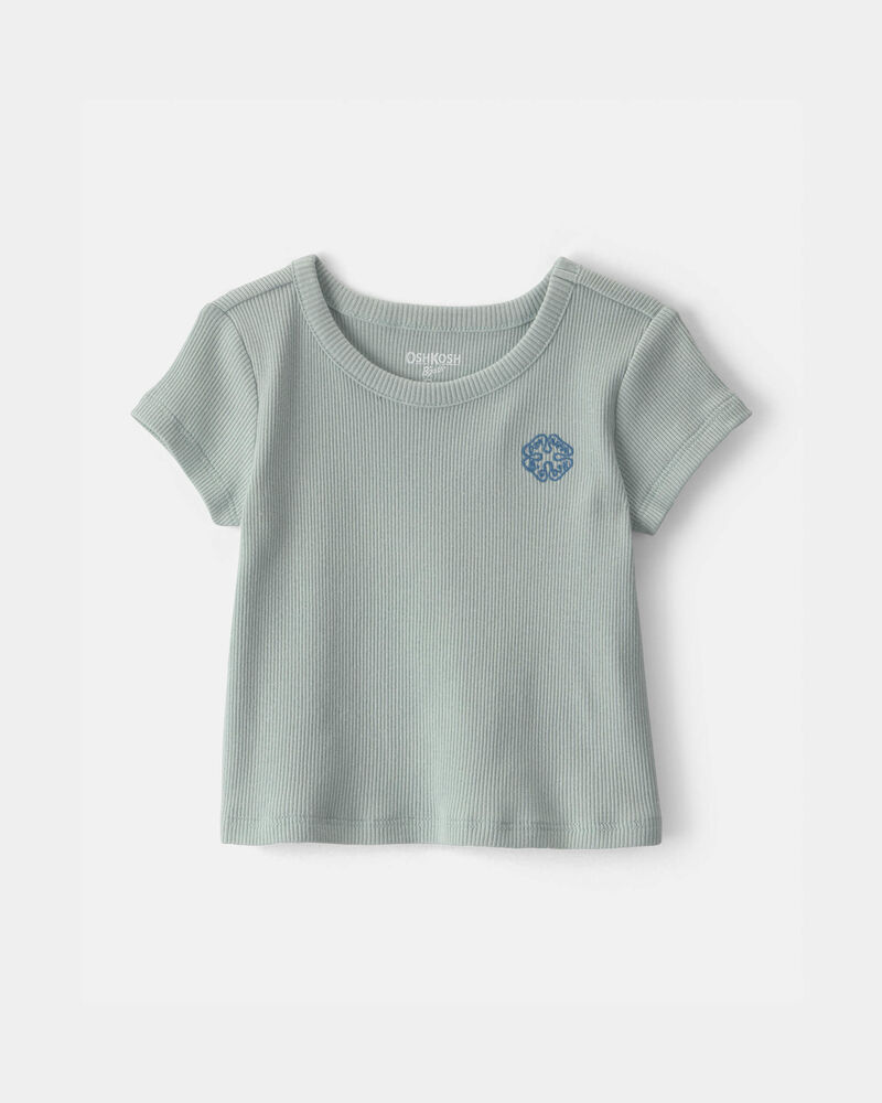 Baby Girl OshKosh Logo Ribbed Top - Green, image 1 of 3 slides