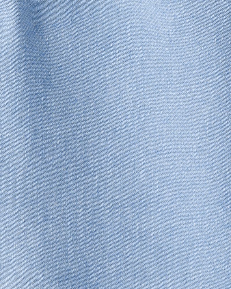 Girls Light Wash Denim Bomber Jacket - Blue, image 2 of 3 slides