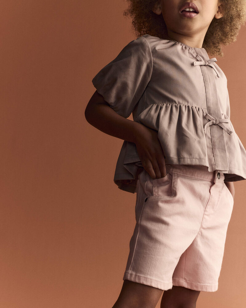 Toddler Girl Puff-Sleeve Peplum Top - Mauve, image 1 of 6 slides