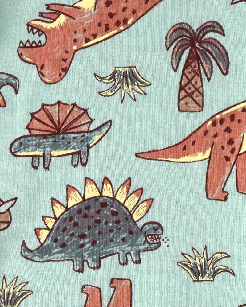 Toddler Boy Dinosaur 100% Cotton Snug Fit 4-Piece Pajama Set - Blue/Grey, image 3 of 4 slides