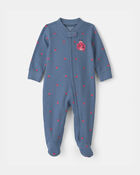 Baby Girl Ladybug 100% Cotton 2-Way Zip Sleep & Play Pajamas - Blue, image 1 of 4 slides