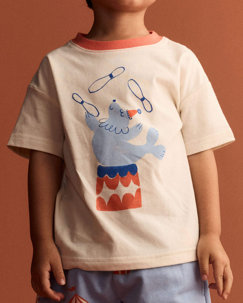 Toddler Juggling Relaxed Graphic Tee - Cream, image 1 of 6 slides