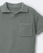 Toddler Boy Knit Polo with Pocket - Olive, image 6 of 6 slides