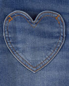 Girls Heart Pocket Denim Shorts - Dark Wash, image 3 of 4 slides