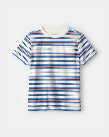 Kids Striped T-Shirt - Blue/Orange/Ivory, 