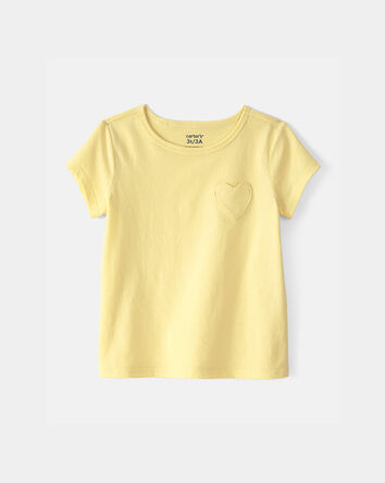 Toddler Girl Heart Pocket Top - Yellow, 